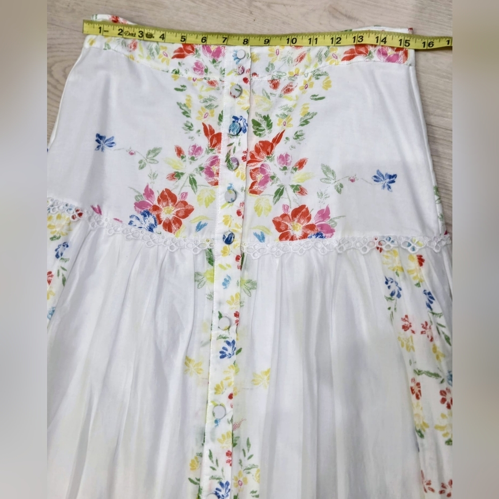 Charo Ruiz White Floral Garden Multi Colored Maxi/Midi Skirt, Cotton, NWT size M - Picture 10 of 15